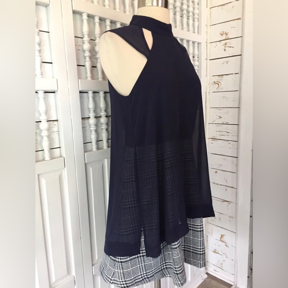 Bcbgeneration Blue & White Checkered Dress, Open … - image 4